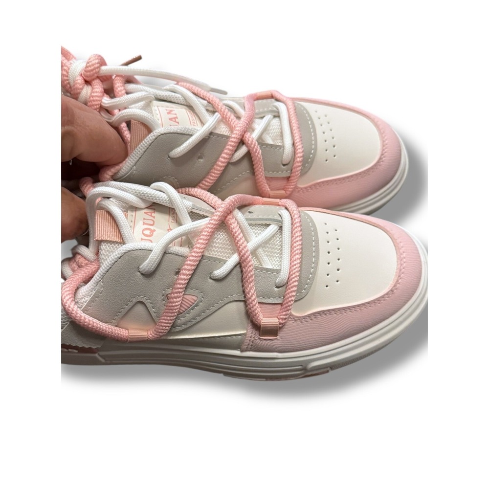 SHEIN Fashion Sneakers Chunky Platform Lace Up Casual Shoes White Pink Sz 8 - Picture 7 of 16